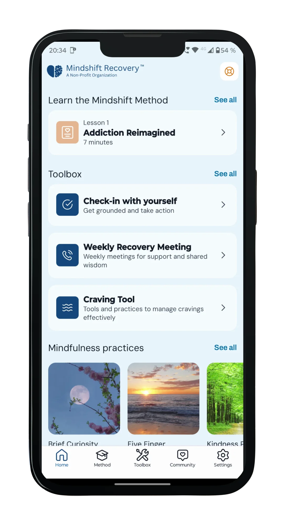 Mindship Recovery App on iPhone 15 Pro